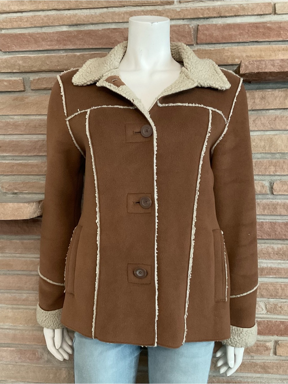 Vintage Y2K Sherpa Coat Brown Old Navy Large